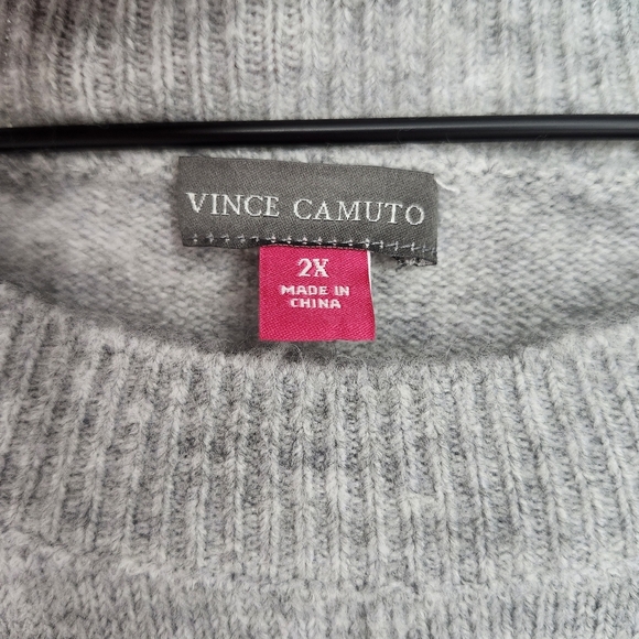 Vince Camuto Womens Color Block Sweater Size 2X Pink Gray Boxy Comtemporary - Picture 4 of 8